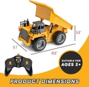 Camion-benne télécommandé Top Race | 28 x 14,5 cm | Alliage métal et plastique, 4 roues motrices avec pneus en caoutchouc épais